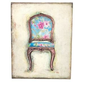 Cottage Shabby Chic Dainty Wall Art Print Floral Chair Gallery Wrapped 10" x 8"